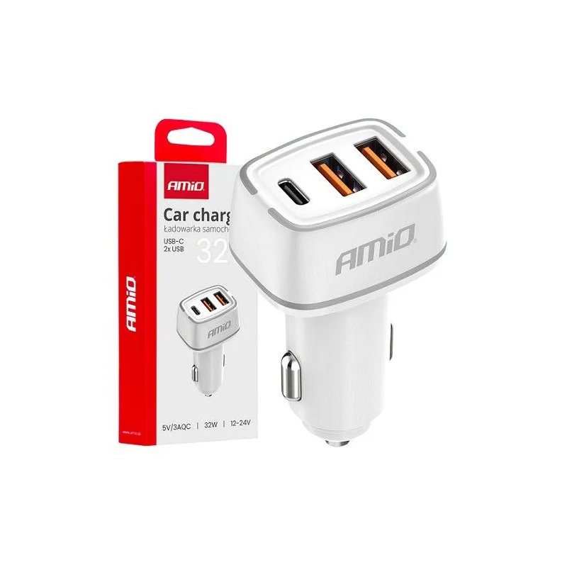 Cargador de coche USB, 12/24V, 32W, carga rápida