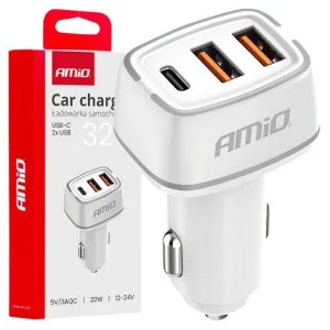 Cargador de coche USB, 12/24V, 32W, carga rápida