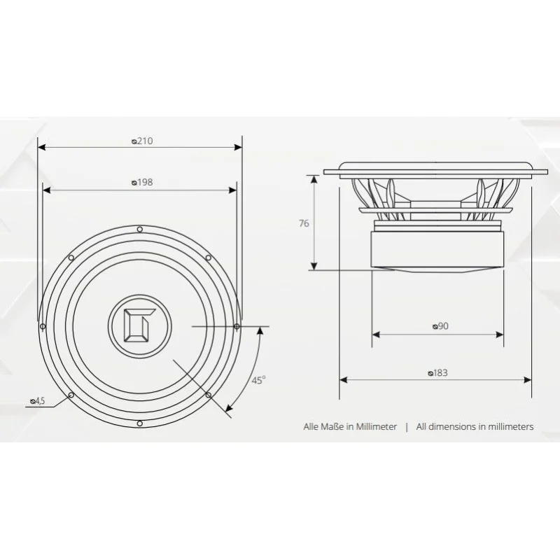 Woofers Gladen Audio SIGMA 200, medidas