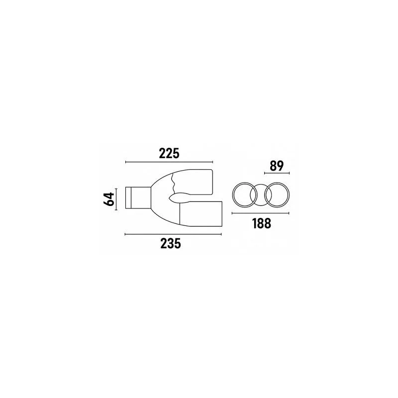 ACT COL 5061, medidas cola de escape con doble salida en acero inox