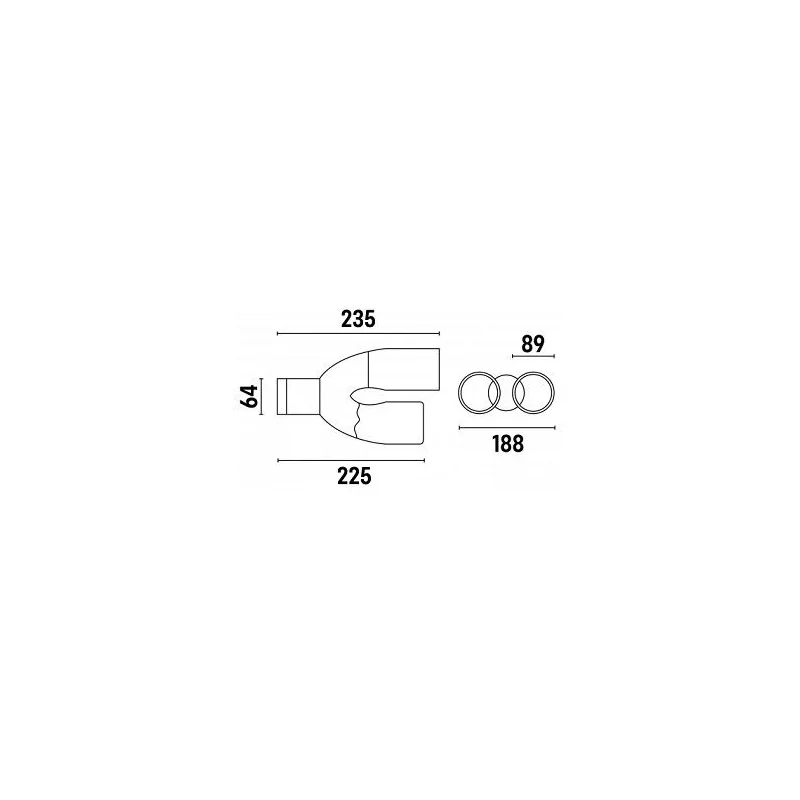 ACT COL 5060, medidas cola de escape con doble salida en acero inox