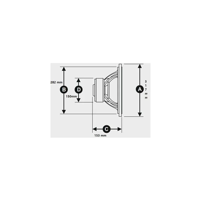 Gladen Audio RS 12, medidas de subwoofer de 12"