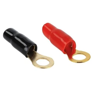Terminal anillo aislado rojo/negro de 16mm², bañado en oro