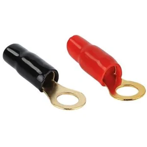 Terminal anillo aislado rojo/negro de 20mm², bañado en oro