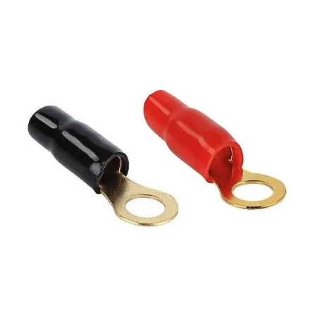 Terminal anillo aislado rojo/negro de 35mm², bañado en oro