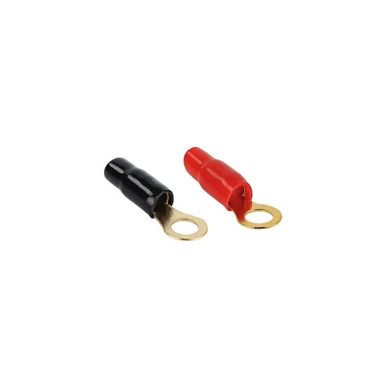 Terminal anillo aislado rojo/negro de 35mm², bañado en oro