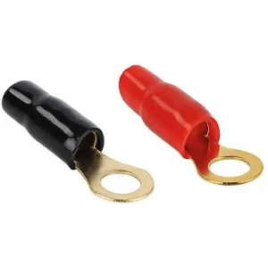 Terminal anillo aislado rojo/negro de 35mm², bañado en oro