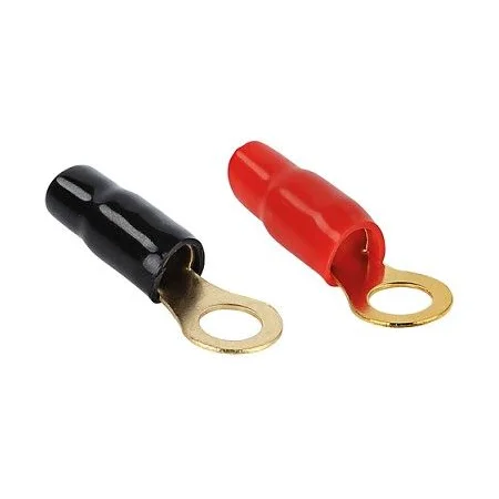 Terminal anillo aislado rojo/negro de 50mm², bañado en oro