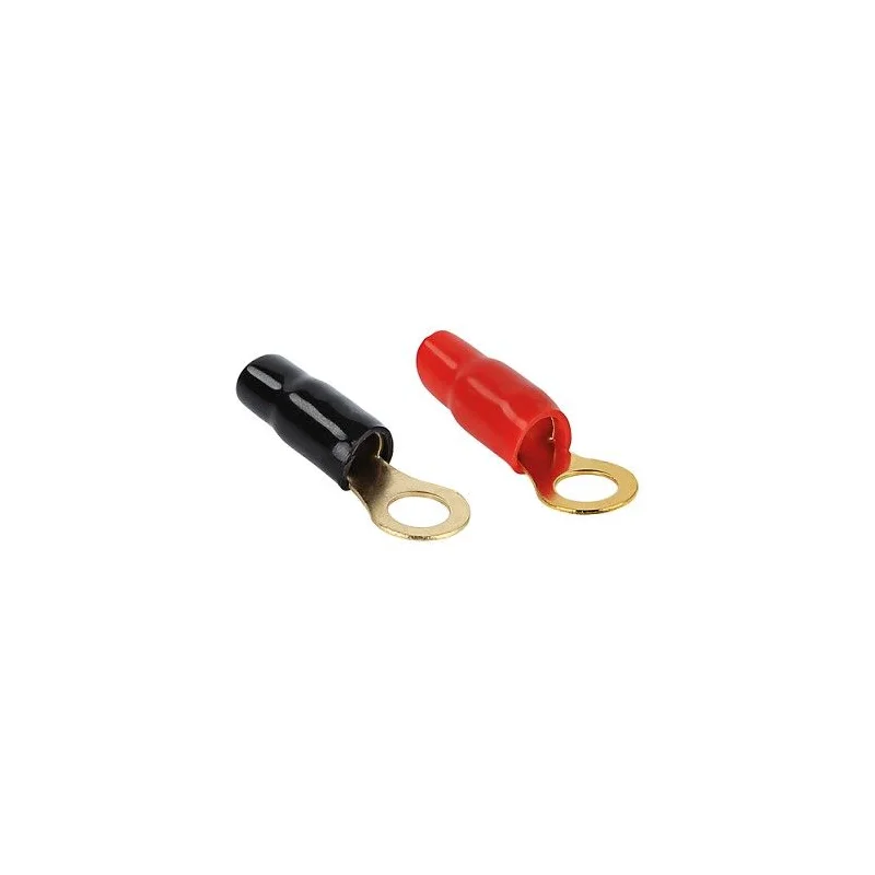 Terminal anillo aislado rojo/negro de 50mm², bañado en oro