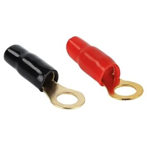 Terminal anillo aislado rojo/negro de 50mm², bañado en oro