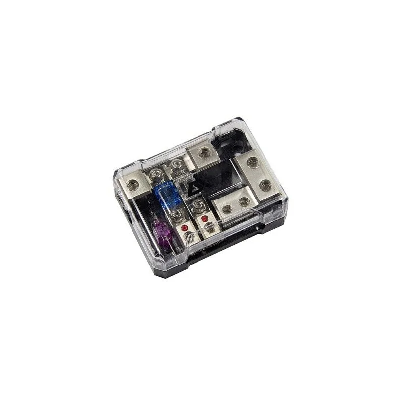 ESX Audio DFD2/2G, distribuidor porta fusible y masa 2 entrada 50mm, 2 salidas 25mm