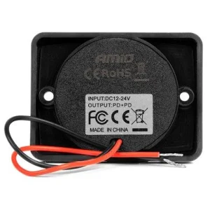 Cargador impermeable con LED roja, 2 x USB C, tensión de carga universal 12/24V