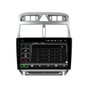 Vista frontal de la pantalla Android para Peugeot mostrando la aplicación de teléfono