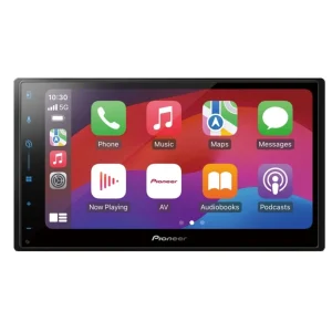 Pantalla multimedia Pioneer SPH DA77DAB encendida mostrando el menú principal con iconos de aplicaciones