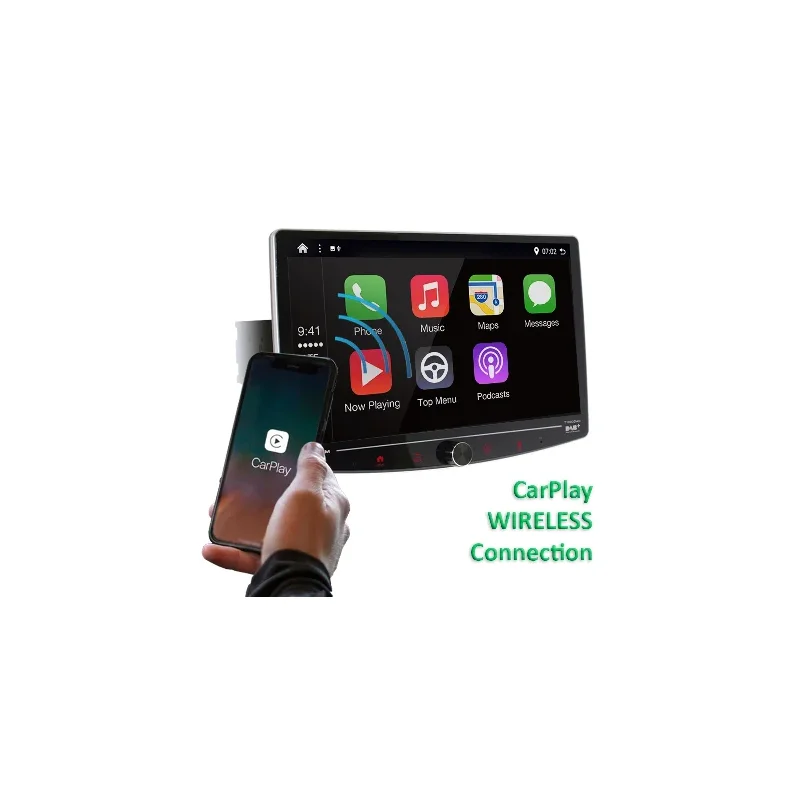 Macrom T1003DAB Radio 1DIN con Pantalla 10.1 QLED CarPlay y DAB+