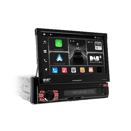 Macrom T6593DAB Radio 1DIN Pantalla 7 Motorizada CarPlay y DAB Desplegado