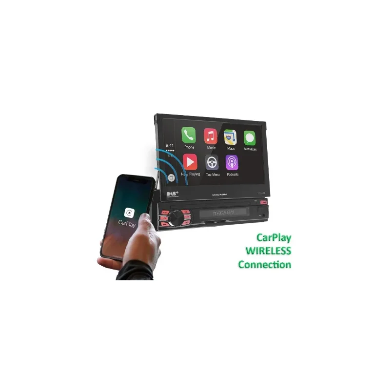 Macrom T6593DAB Radio 1DIN Pantalla 7 Motorizada y DAB Desplegado CarPlay