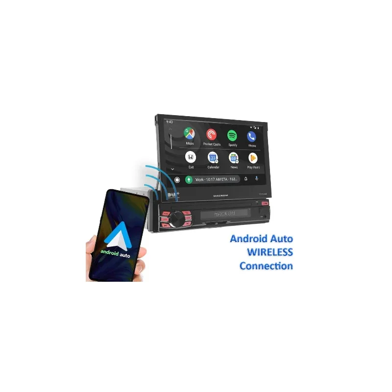 Macrom T6593DAB Radio 1DIN Pantalla 7 Motorizada y DAB Desplegado Android Auto