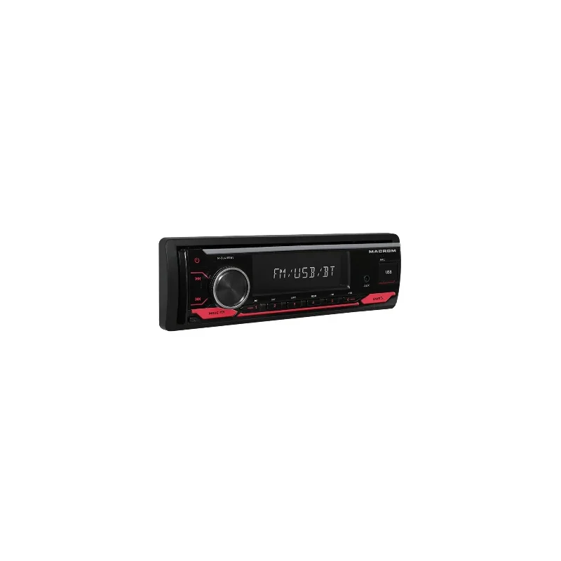 Vista con el led en color rojo de la radio de 1Din con bluetooth Macrom M-DL4100BT