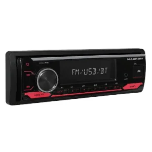 Vista con el led en color rojo de la radio de 1Din con bluetooth Macrom M-DL4100BT