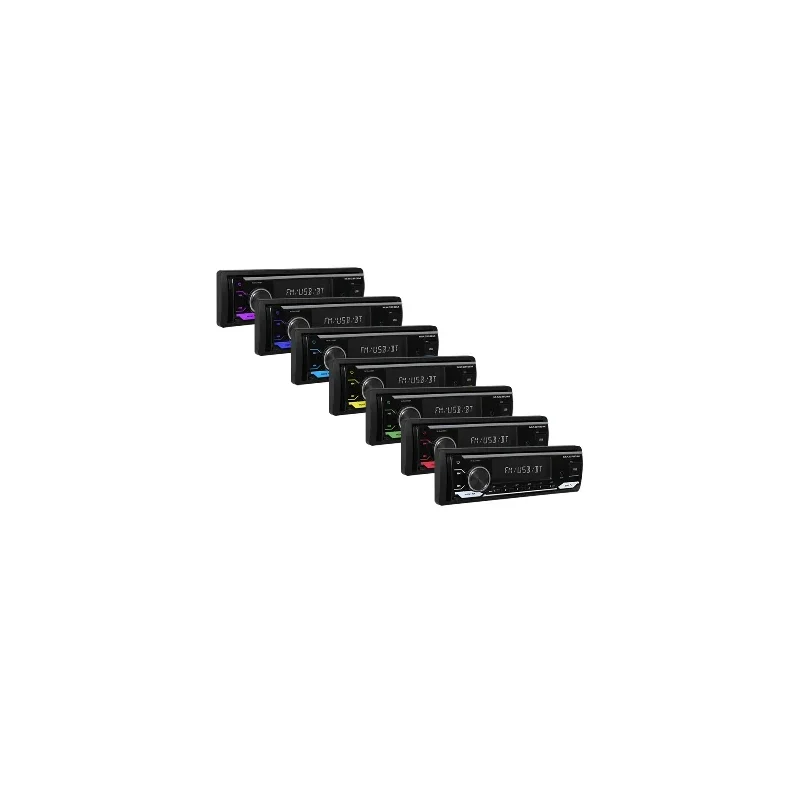 Vista conlos distintos colores de led de la radio de 1Din con bluetooth Macrom M-DL4100BT