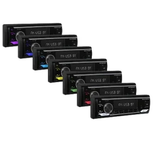 Vista conlos distintos colores de led de la radio de 1Din con bluetooth Macrom M-DL4100BT