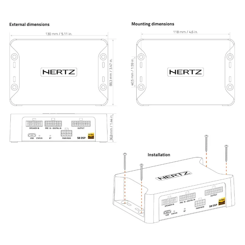 Hertz S8 DSP, accesorios de DSP, 8 canales, marino