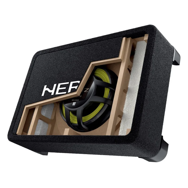 hertz mpxb 300 s2 2 ohmios cajón sellado ultra slim con subwoofer de 12" construccion