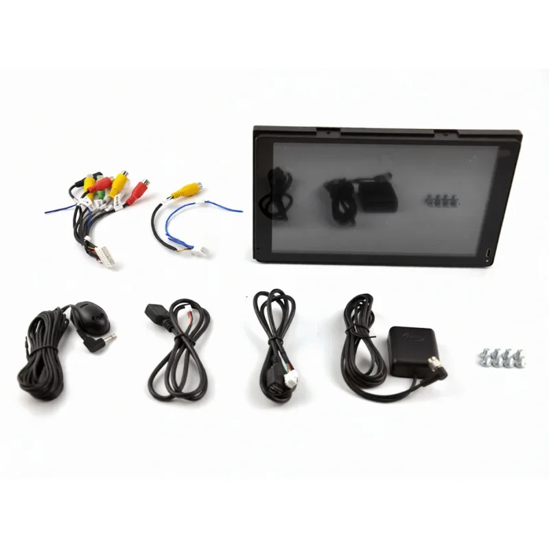 vista componentes kit completo pantalla cables adaptadores pantalla multimedia toyota corolla e180 auris rav4 chr