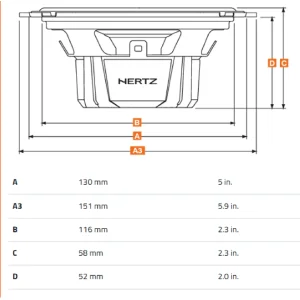 hertz dsk 130 3 serie dieci 60w rms altavoces vías separadas 5" medidas
