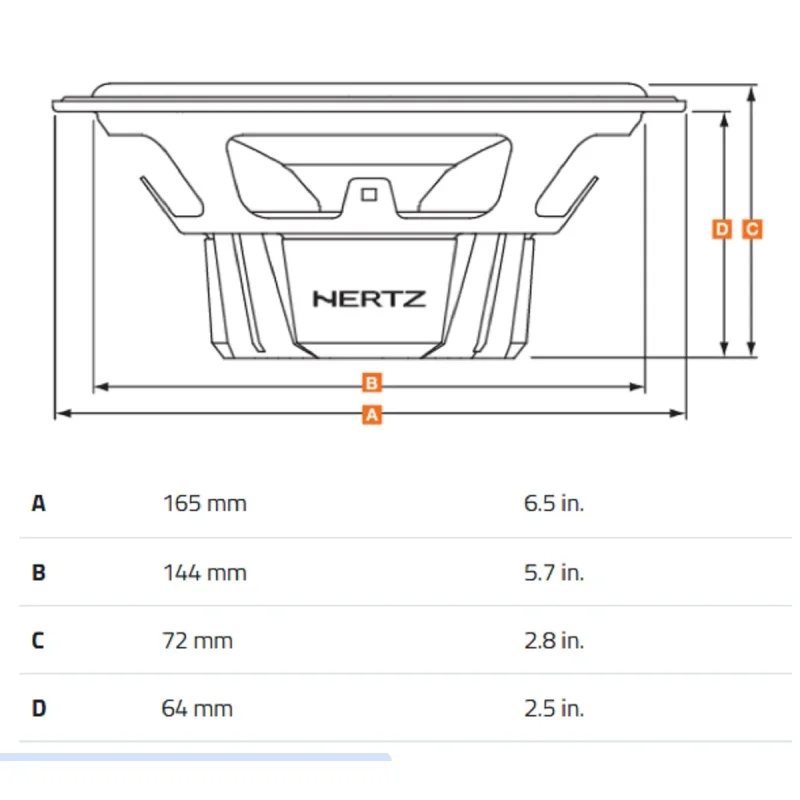hertz dsk165.3 serie dieci 80w rms altavoces vías separadas 6.5" medidas