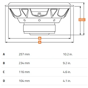 subwoofer de 10" 250 mm hertz ds 25.3 medidas