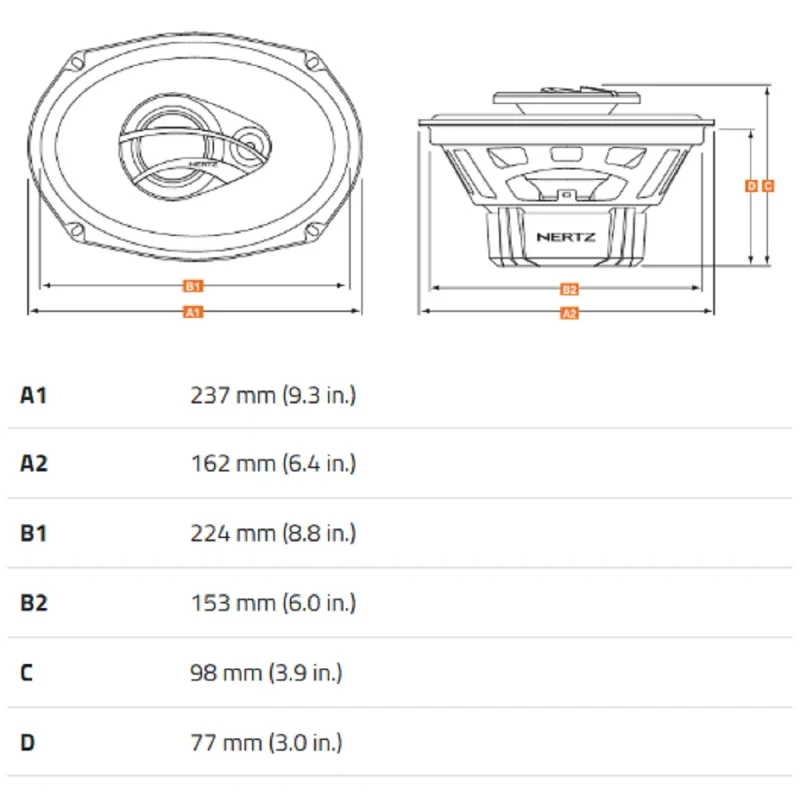 hertz dcx 690 3 serie dieci 90w rms dimensiones