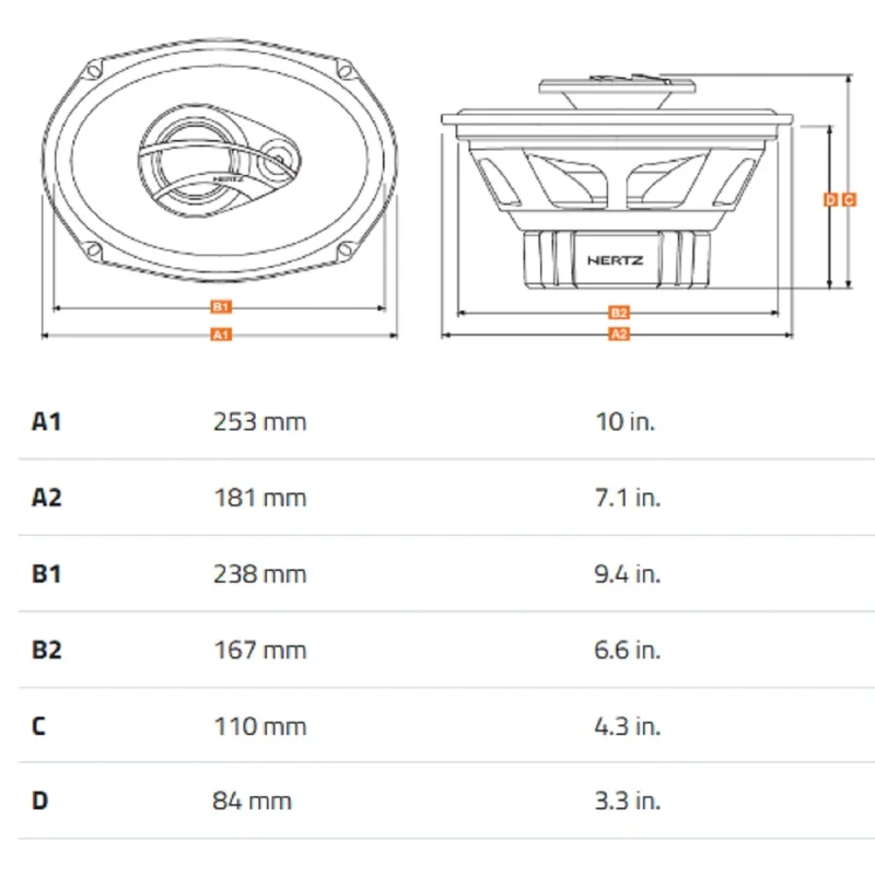 hertz dcx 710 3 serie dieci 150w rms altavoces coaxiales 7x10" dimensiones