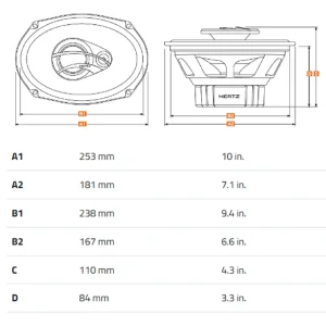 hertz dcx 710 3 serie dieci 150w rms altavoces coaxiales 7x10" dimensiones