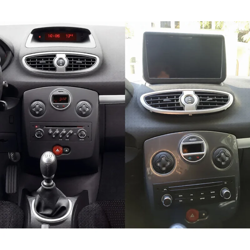radio navegador renault clio 3 2005 2014 carplay wireless pantalla radio comparación antes despues