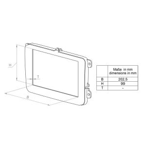 esquema de medidas del Marco radio para Toyota Hilux N25