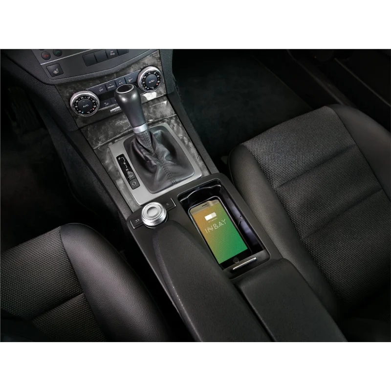 Instalación base INBAY cargador inalámbrico consola Mercedes con cajon corredizo