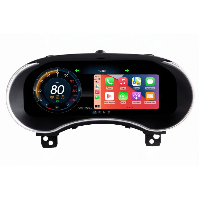 Velocímetro digital HD con carplay encendido en Jeep Cherokee