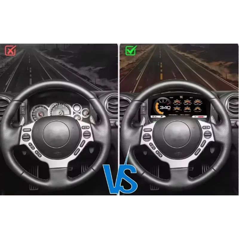 Comparación cuadro de serie con cuadro digital para Nissan GT R R35 2007 2015