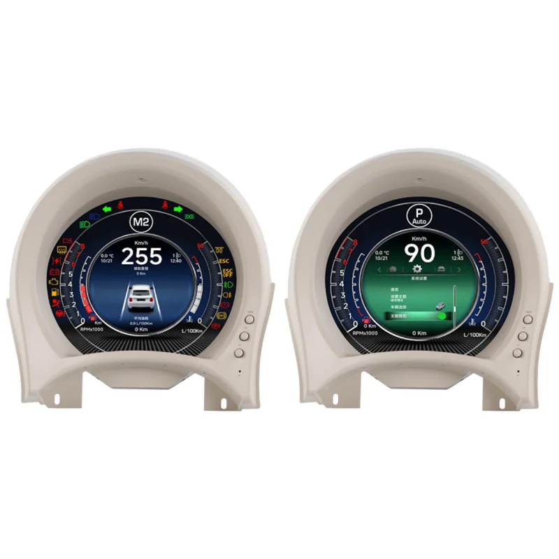 ejemplos de interdaz de cuadro de instrumentos digital LCD de 7 pulgadas instalado en Fiat 500