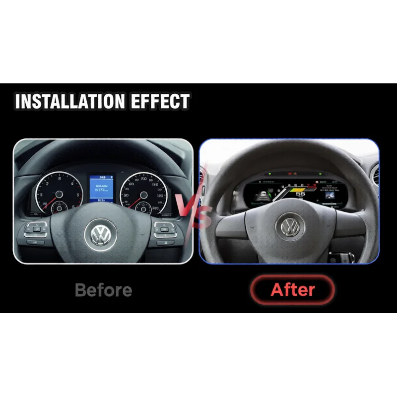 Comparación cuadro de serie y cuadro digital instalado en Volkswagen Tiguan 2010-2017