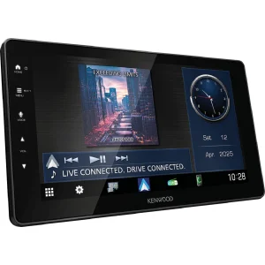 Pantalla de 1 din KENWOOD DMX-F920DS encendida con menú principal abierto.
