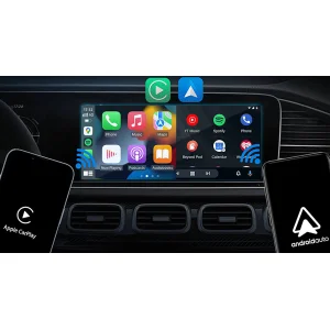 Demostración gráfica de las interfaces de Apple CarPlay y Android Auto funcionando de forma inalámbrica