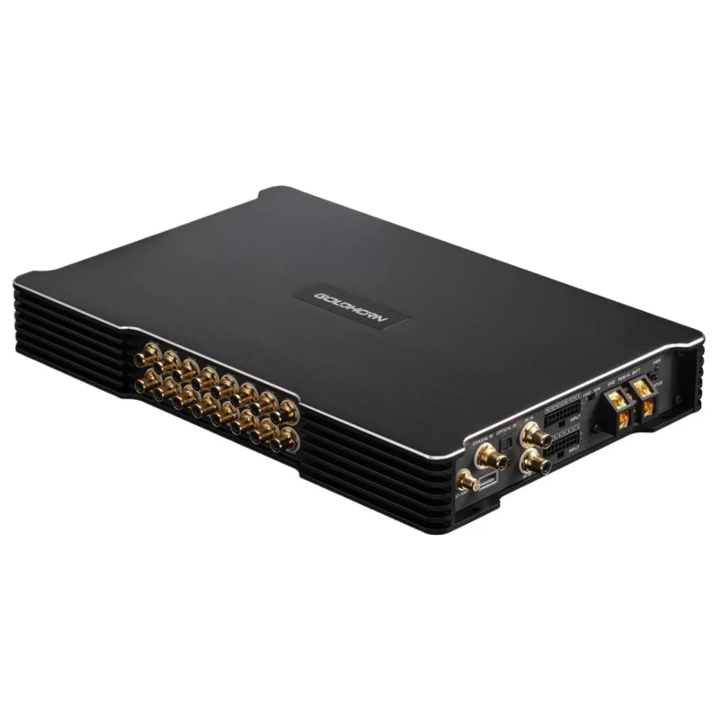 Panel lateral del amplificador High-End Goldhorn DSPA 1616 ULTRA
