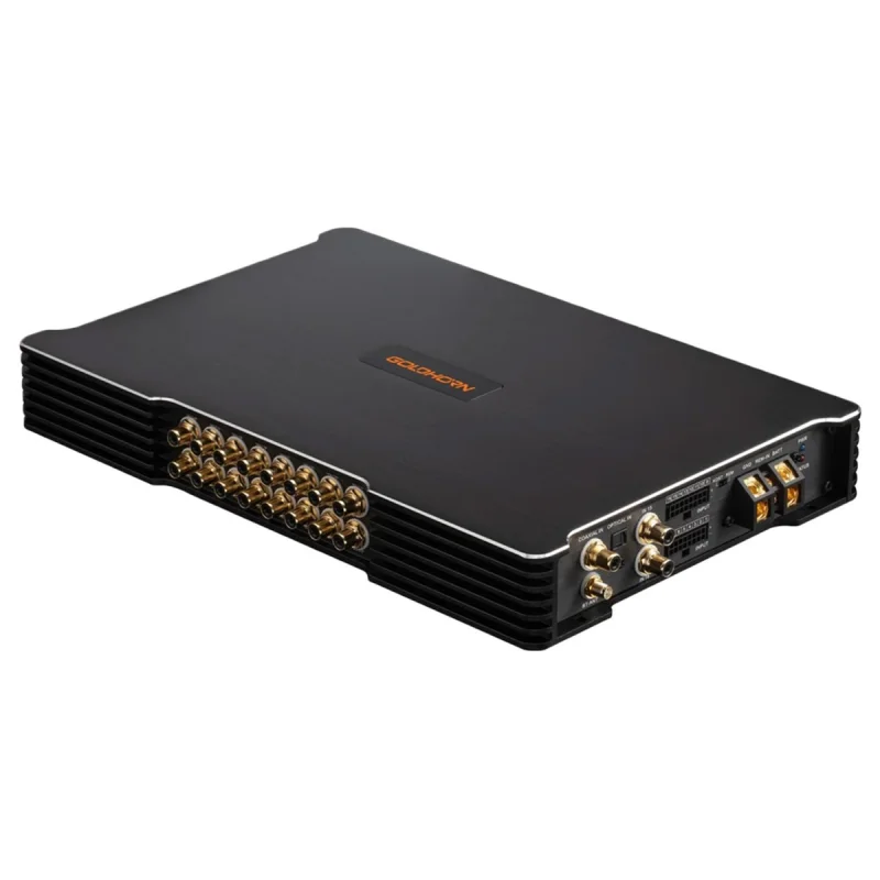Panel lateral del amplificador High-End Goldhorn DSPA 1216 PLUS