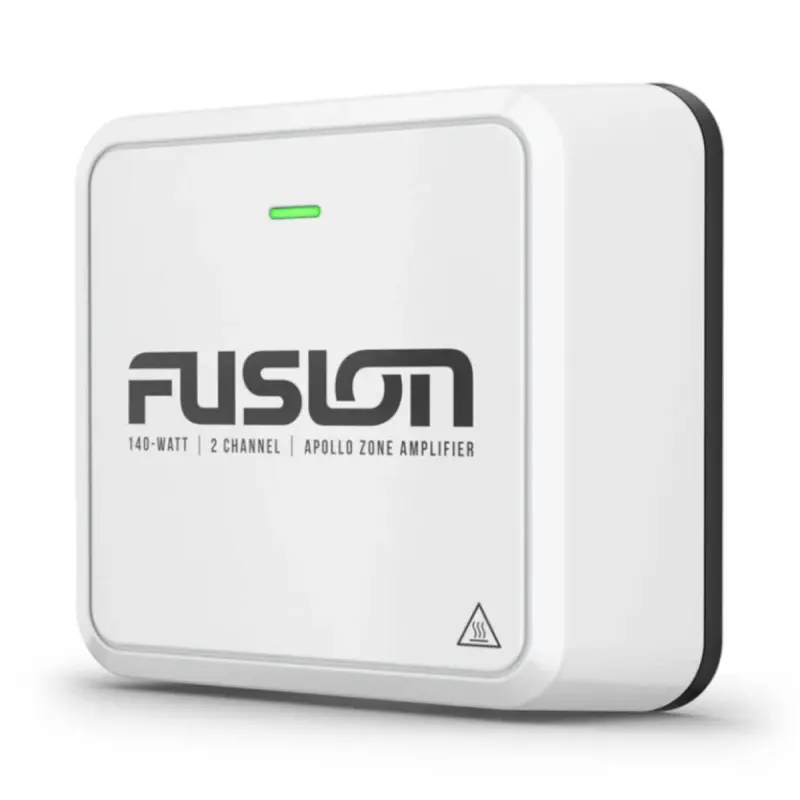 Perspectiva del amplificador compacto Fusion Apollo para barcos con logo
