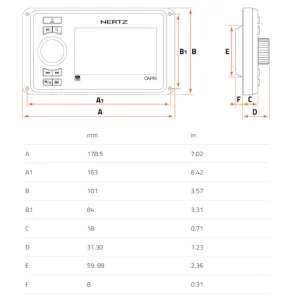Hertz CAPRI HD1 control remoto para radio marino, medidas