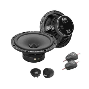 Vista general de woofers, tweeters y filtros del kit de altavoces BLAM 165RS LE