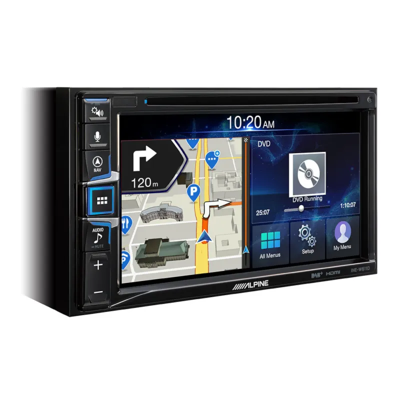 Radio navegador Alpine INE-W611D mostrando el navegador tomtom y aplicaciones